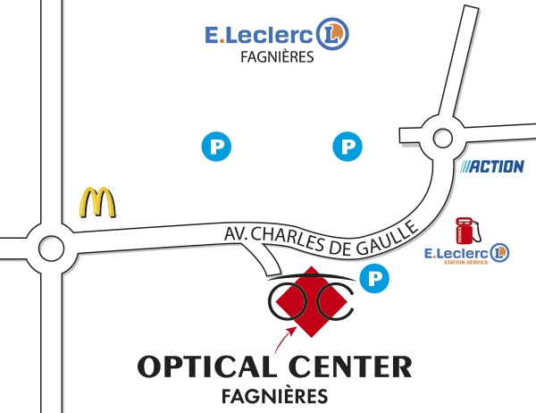 Mapa detallado de acceso Opticien CHÂLONS-EN-CHAMPAGNE - FAGNIÈRES Optical Center