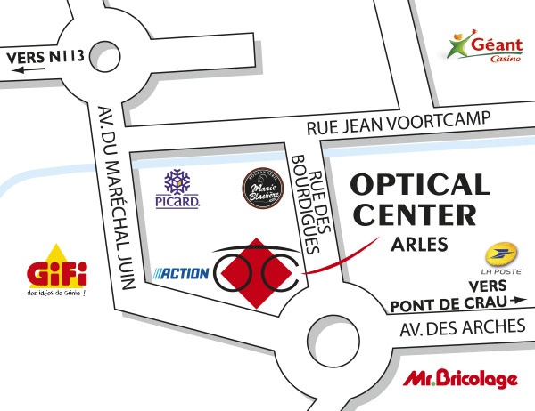 Detailed map to access to Opticien ARLES Optical Center