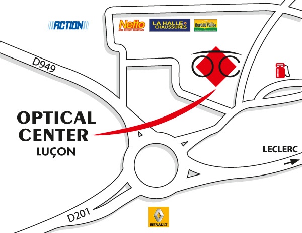 Gedetailleerd plan om toegang te krijgen tot Opticien LUÇON Optical Center