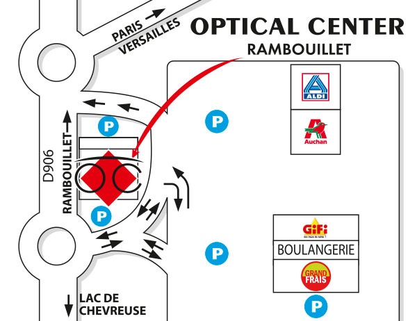 Mapa detallado de acceso Opticien RAMBOUILLET Optical Center