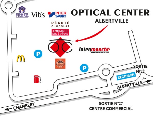 Plan detaillé pour accéder à Opticien ALBERTVILLE - Optical Center