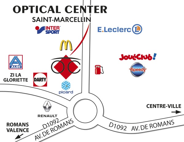 Mapa detallado de acceso Opticien SAINT-MARCELLIN Optical Center