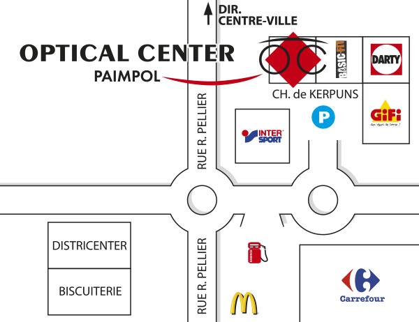 Mapa detallado de acceso Opticien PAIMPOL Optical Center