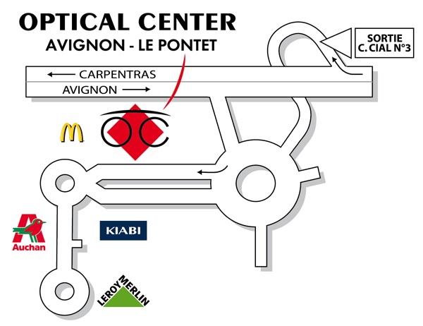 Mapa detallado de acceso Opticien AVIGNON - LE PONTET Optical Center