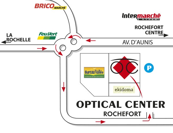 Mapa detallado de acceso Opticien ROCHEFORT Optical Center