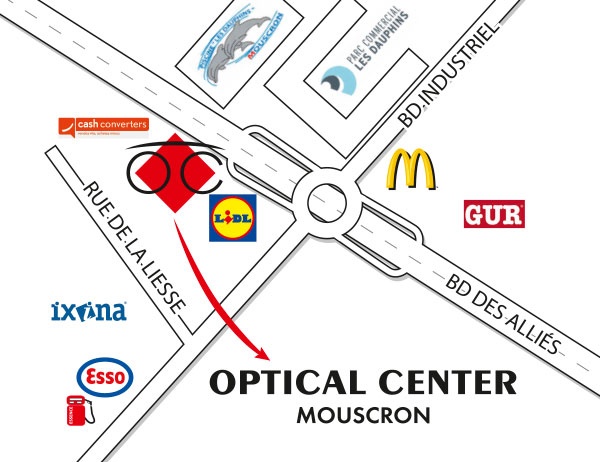 Plan detaillé pour accéder à Opticien MOUSCRON Optical Center