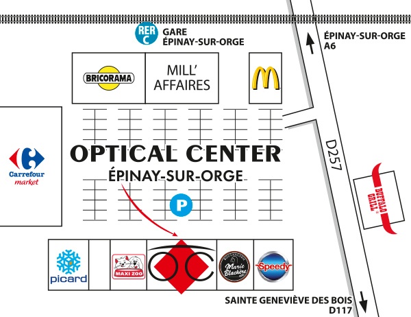 Mapa detallado de acceso Opticien ÉPINAY-SUR-ORGE Optical Center