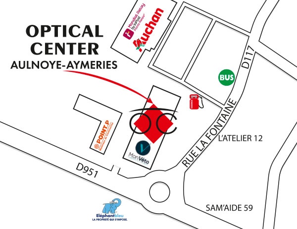 detaillierter plan für den zugang zu Opticien AULNOYE-AYMERIES Optical Center