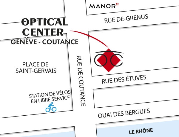 Detailed map to access to Optical Center GENEVE - COUTANCE