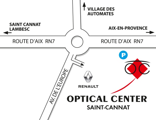 Mapa detallado de acceso Opticien SAINT-CANNAT Optical Center