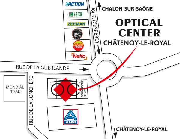 detaillierter plan für den zugang zu Opticien CHÂTENOY-LE-ROYAL Optical Center
