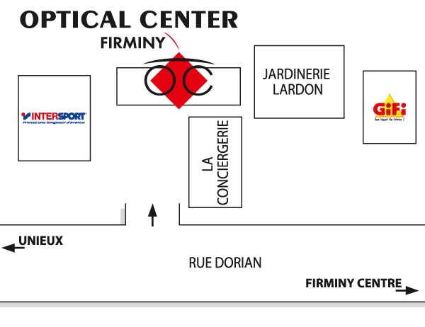 Gedetailleerd plan om toegang te krijgen tot Opticien FIRMINY Optical Center