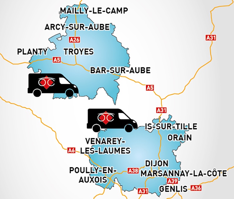 Detailed map to access to Optical Center OC MOBILE TROYES