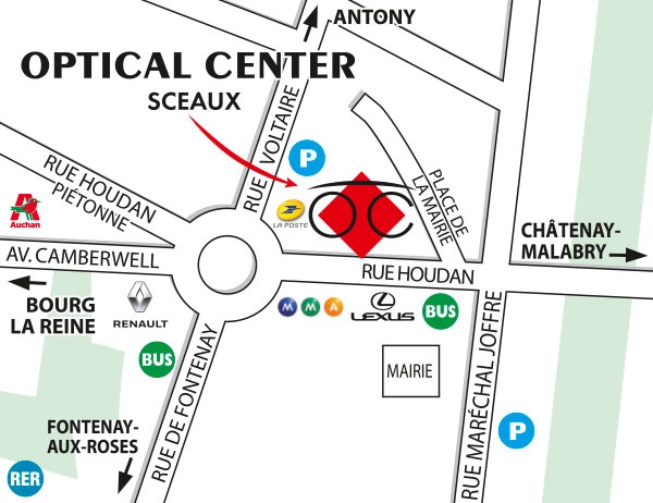Detailed map to access to Opticien SCEAUX - Optical Center