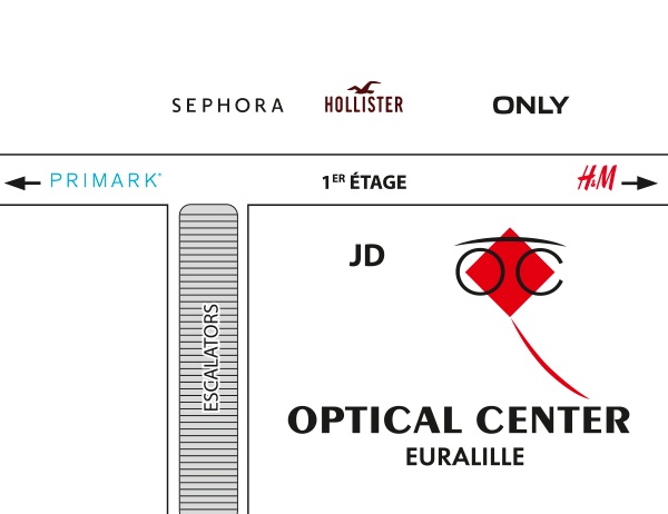 Mapa detallado de acceso Opticien EURALILLE - Optical Center
