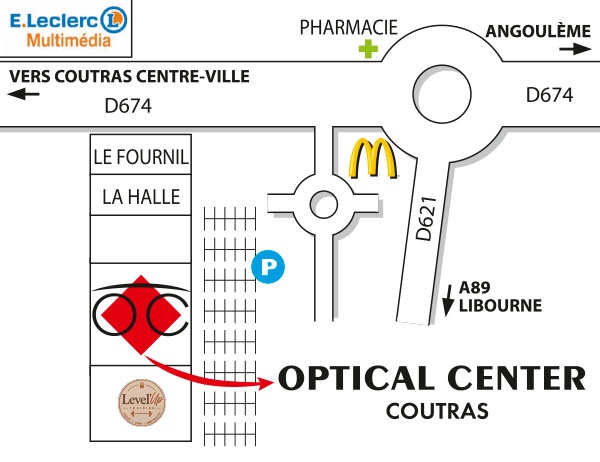 Plan detaillé pour accéder à Opticien COUTRAS Optical Center