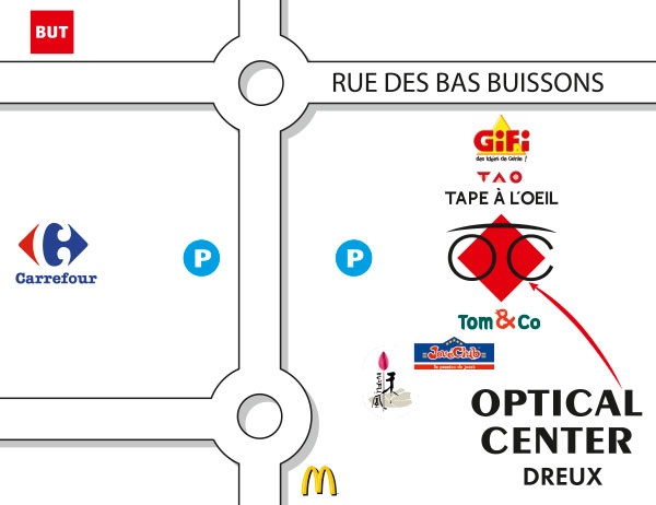 Detailed map to access to Opticien DREUX Optical Center