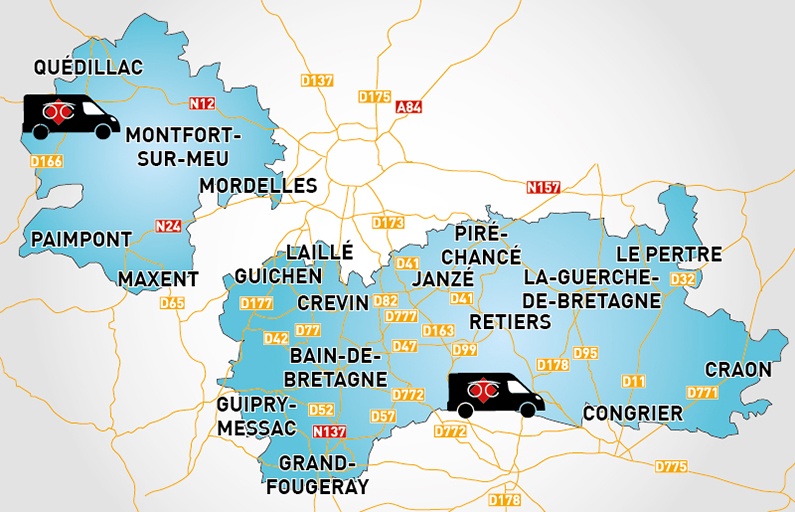 Detailed map to access to Optical Center OC MOBILE OC MOBILE BAIN-DE-BRETAGNE