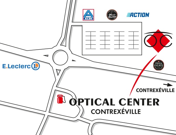 Gedetailleerd plan om toegang te krijgen tot Opticien CONTREXÉVILLE Optical Center