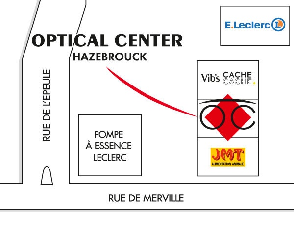 Mapa detallado de acceso Opticien HAZEBROUCK Optical Center