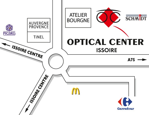 Gedetailleerd plan om toegang te krijgen tot Opticien ISSOIRE Optical Center