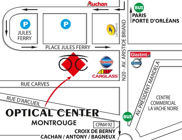 Detailed map to access to Opticien MONTROUGE Optical Center