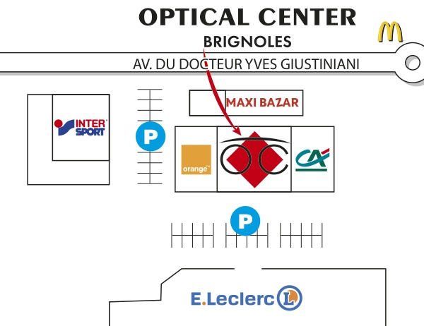 Detailed map to access to Opticien BRIGNOLES Optical Center