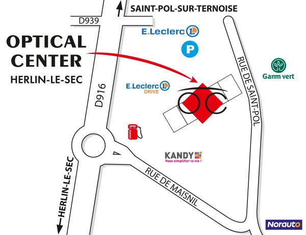Detailed map to access to Opticien HERLIN-LE-SEC - Optical Center