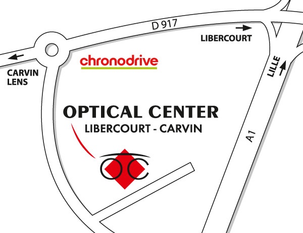 Gedetailleerd plan om toegang te krijgen tot Opticien LIBERCOURT - CARVIN Optical Center