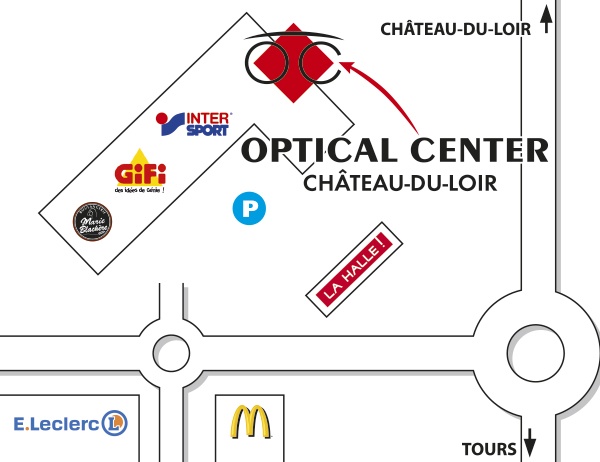 Mapa detallado de acceso Opticien VOUVRAY - CHÂTEAU DU LOIR Optical Center