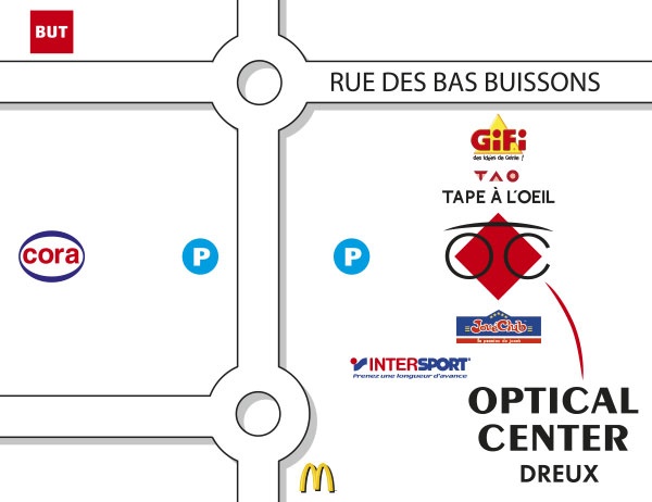 Detailed map to access to Opticien DREUX Optical Center