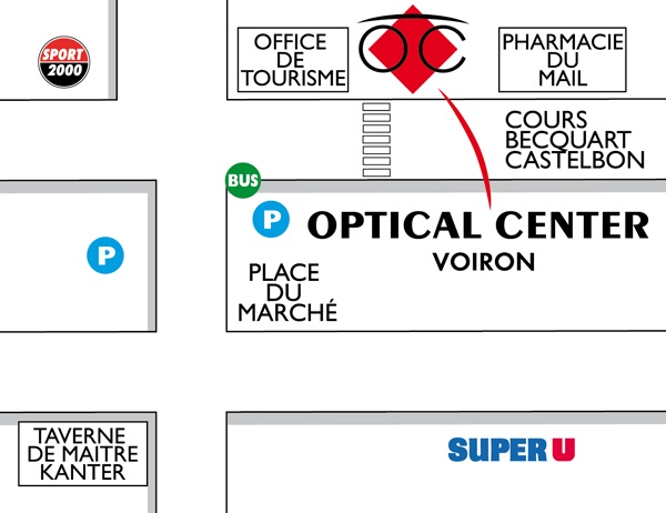 Plan detaillé pour accéder à Opticien VOIRON Optical Center
