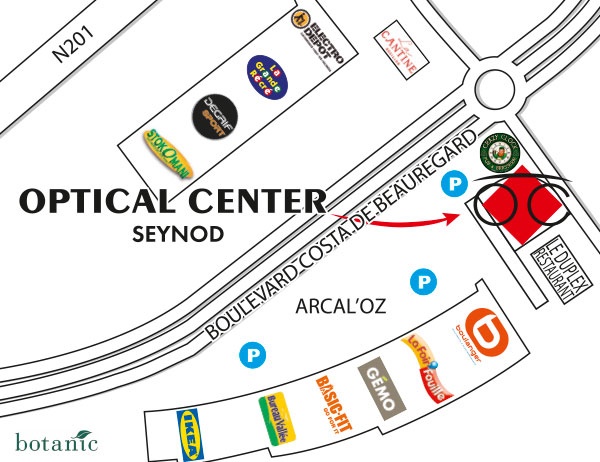 Detailed map to access to Opticien SEYNOD Optical Center