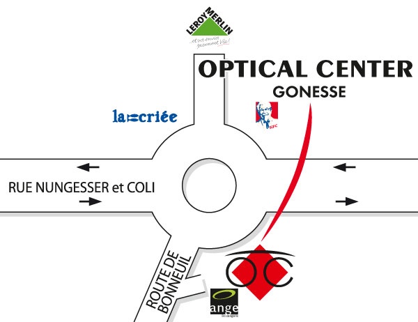 Gedetailleerd plan om toegang te krijgen tot Opticien GONESSE Optical Center