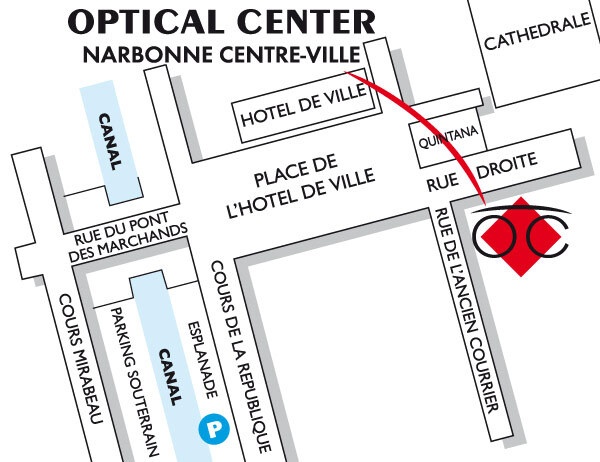 Mapa detallado de acceso Opticien NARBONNE- CENTRE-VILLE Optical Center