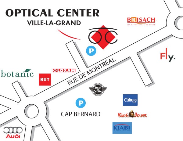 Mapa detallado de acceso Optical Center VILLE-LA-GRAND