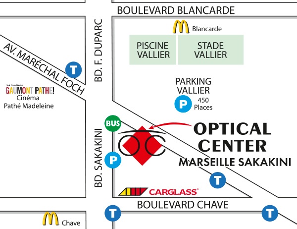 Detailed map to access to Opticien MARSEILLE - SAKAKINI Optical Center