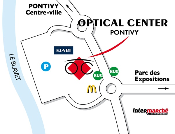 Mapa detallado de acceso Opticien PONTIVY Optical Center