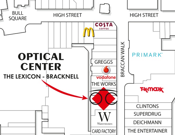 Detailed map to access to Optical Center THE LEXICON - BRACKNELL