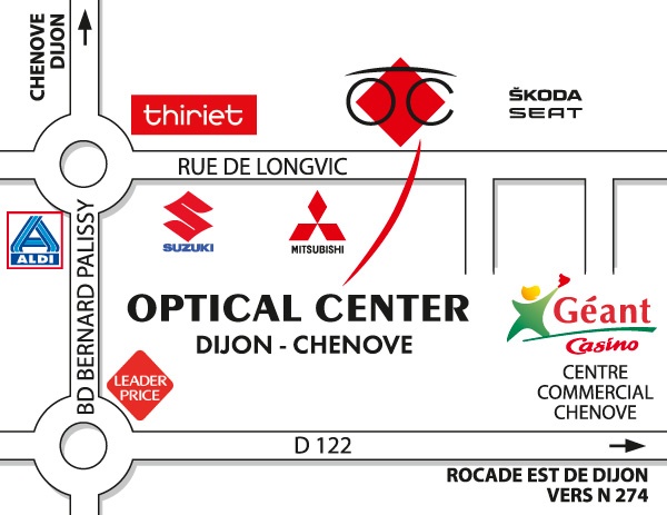 Mapa detallado de acceso Opticien CHENOVE Optical Center