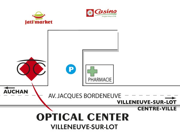 Mapa detallado de acceso Opticien VILLENEUVE-SUR-LOT Optical Center