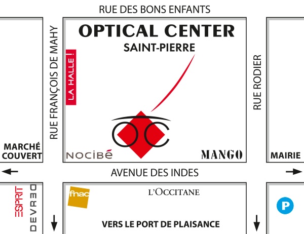 Mapa detallado de acceso Opticien  SAINT-PIERRE Optical Center