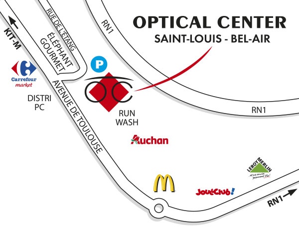 Gedetailleerd plan om toegang te krijgen tot Opticien SAINT-LOUIS - BEL-AIR Optical Center