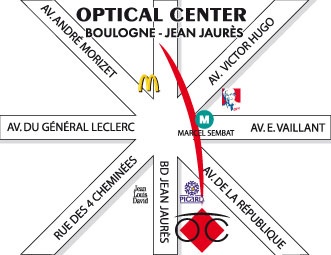 Mapa detallado de acceso Opticien BOULOGNE BILLANCOURT JEAN JAURÈS Optical Center
