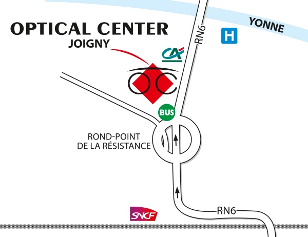 Plan detaillé pour accéder à Opticien JOIGNY Optical Center