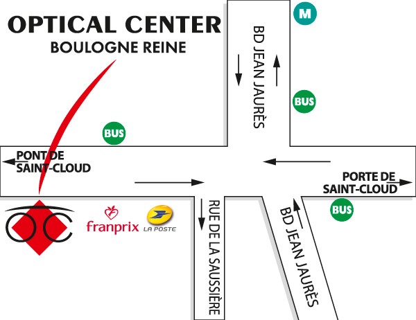 Gedetailleerd plan om toegang te krijgen tot Opticien BOULOGNE - REINE Optical Center
