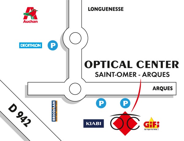 Mapa detallado de acceso Opticien SAINT-OMER - ARQUES Optical Center