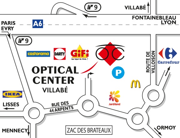 Mapa detallado de acceso Opticien VILLABÉ Optical Center