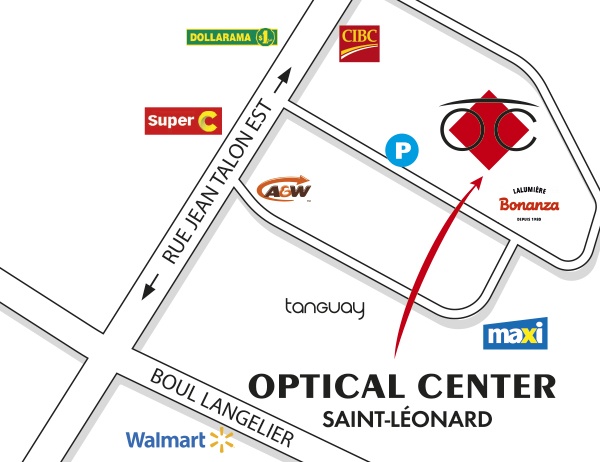 Gedetailleerd plan om toegang te krijgen tot Opticien SAINT-LÉONARD - Optical Center