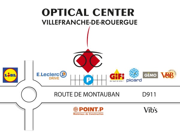 Gedetailleerd plan om toegang te krijgen tot Opticien VILLEFRANCHE-DE-ROUERGUE Optical Center